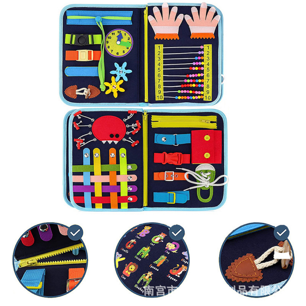 Transfronterizo DIY juguetes educativos de educación temprana para niños tablero ocupado fieltro tablero de aprendizaje Montessori Junta de Educación Temprana