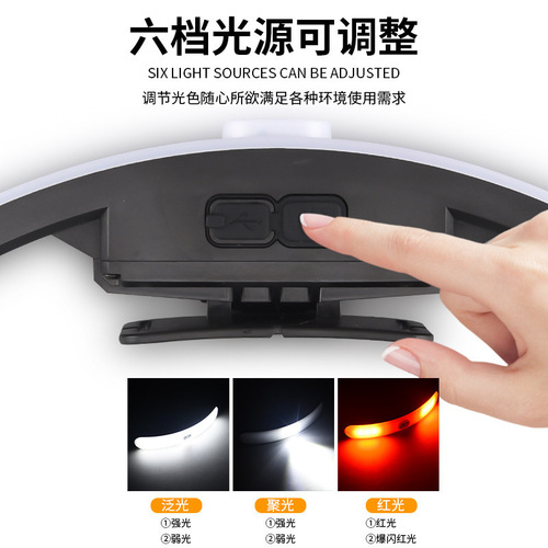 Cross-border large floodlight headlight red light warning work light USB rechargeable portable searchlight head-mounted bright headlight