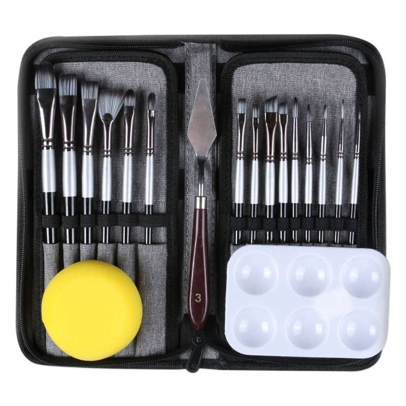 Jorchone aceite cepillo traje 19 piezas nylon lana acrílico aceite cepillo estudio principiante gouache Fan Pen