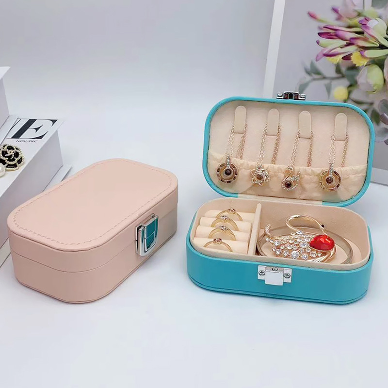 Caja de almacenamiento de joyas simple Versión coreana de pendientes portátiles collar anillo maquillaje a presión caja de joyería al por mayor transfronteriza