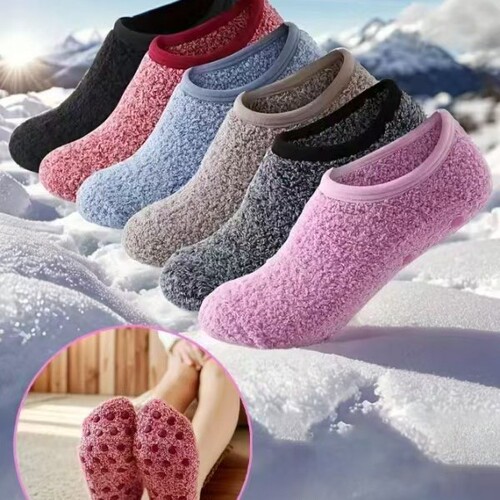 Coral Fleece Women's Short Socks Winter Thicken Fleece Warm Plush Women's Socks Floor Socks Silicone Non-Slip Yoga
