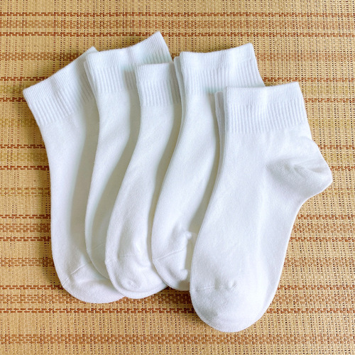 Zhuji White Short Socks for Women, Spring/Summer Thin Style, Embroidered Women's Ankle Socks—Perfect Match for White Sneakers, Low-Cut Design