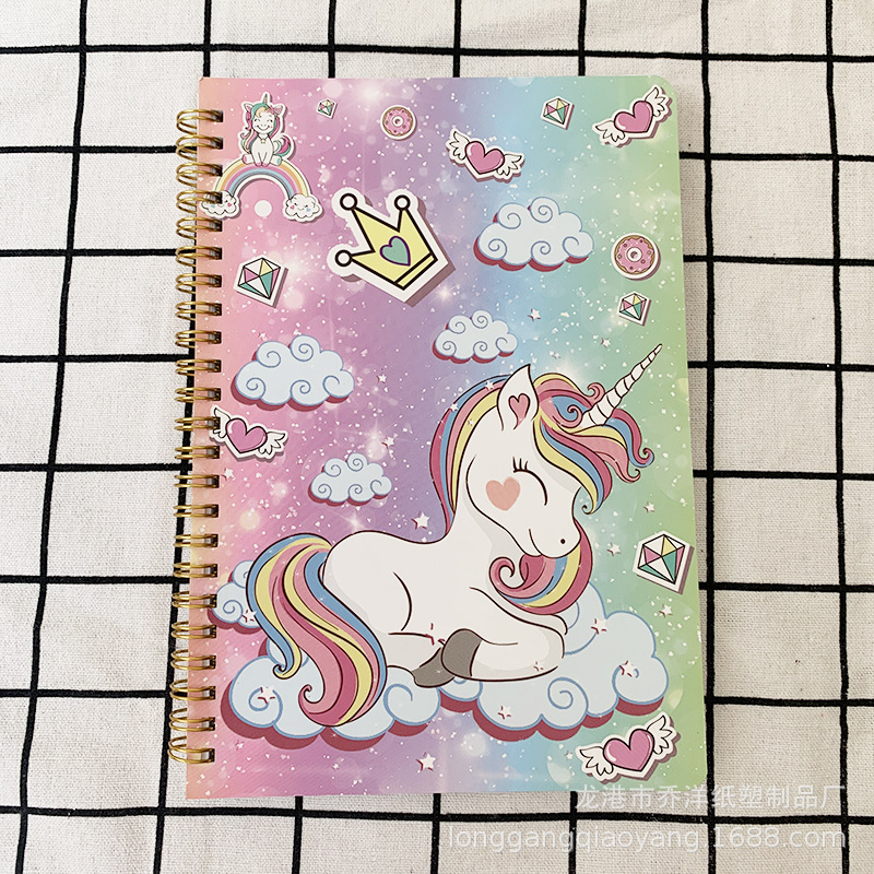 Nuevo A5 colorido unicornio engrosada bobina en Blanco Cuaderno libro de fotos estudiante diario Bloc de notas transfronteriza