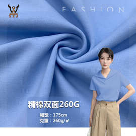 现货供应 精棉双面260G拉架双面布时尚男女运动休闲T恤衫针织布料