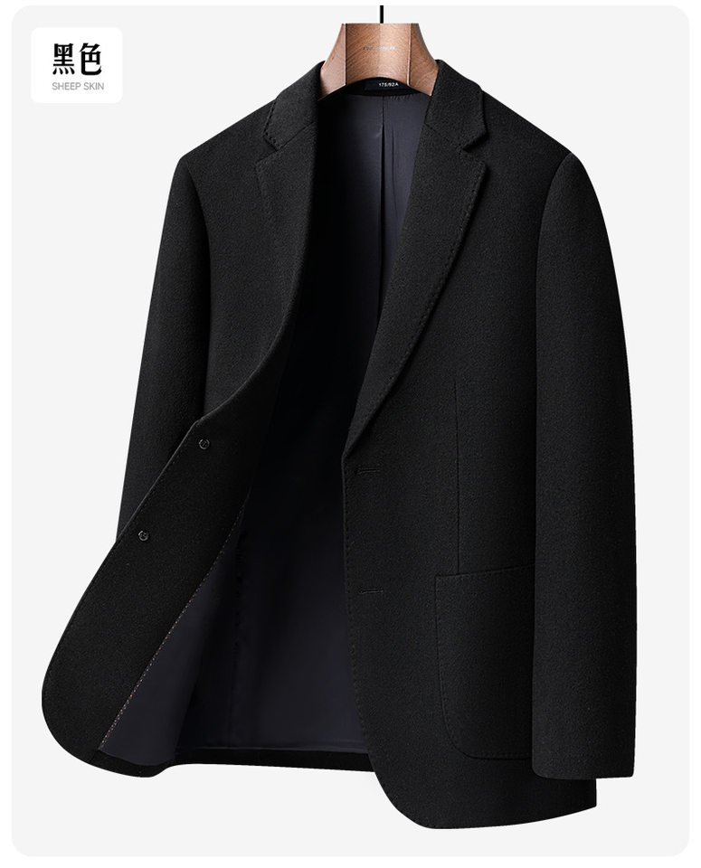 Áo vest nam dáng ôm chất liệu dạ hai mặt pha len và cashmere, tay dài, kiểu mới — Xanh da trờicolor, màu kaki, màu xám, đen chi tiết 22