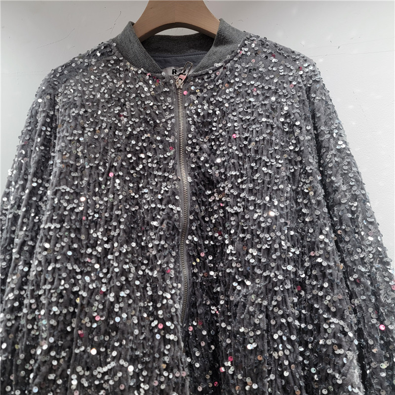 2026 primavera nueva moda coreana suelta chaqueta de béisbol brillante chaqueta de cuello largo