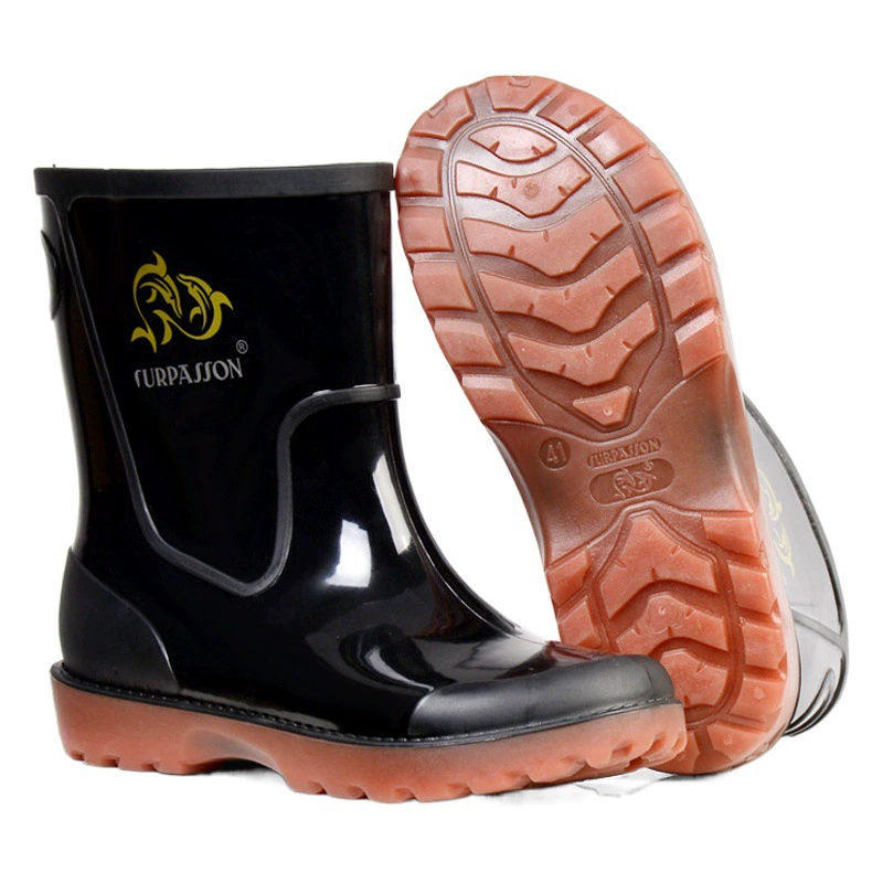 Мужские непромокаемые сапоги, нескользящая непромокаемая короткая обувь для воды, мужские непромокаемые сапоги, резиновая обувь до середины икры на флисовой подкладке, длинные сапоги для строительных площадок