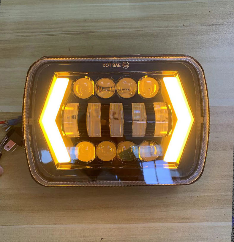 7inch Square Lights Suitable for Jeep Wrangler Headlights, Arrow-Shaped Harley Led Headlights, 5X7 Turn Signal Lights, Daytime Running Lights
