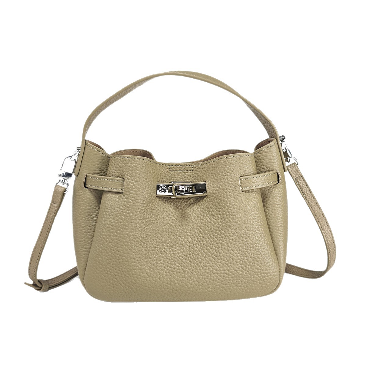 Top Grain Cowhide Leather Bucket Bag For Women - Trendy Genuine Leather Handbag & Crossbody Bag, Versatile Commuter Niche Design - Thumbnail 5