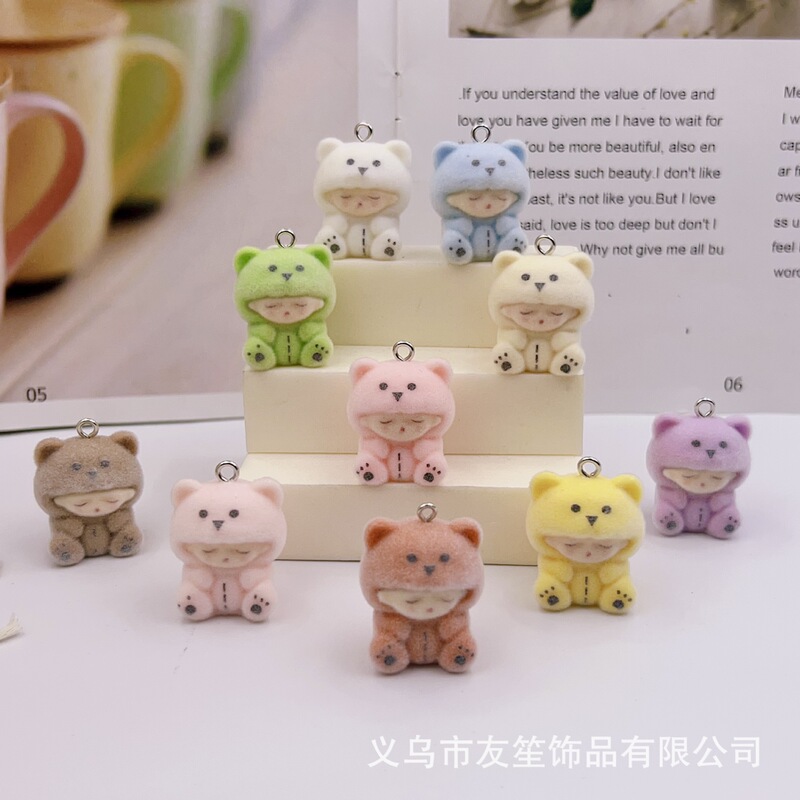 New Style Hanging Horn Nail Gummy Bear Cartoon Resin Cute DIY Keychain School Bag Jewelry Pendant Wholesale