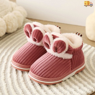 2022 new pattern children Cotton slippers girl The Little Princess boy With the bag lovely Cartoon Gaobang Home Furnishing Cotton-padded shoes Cross border