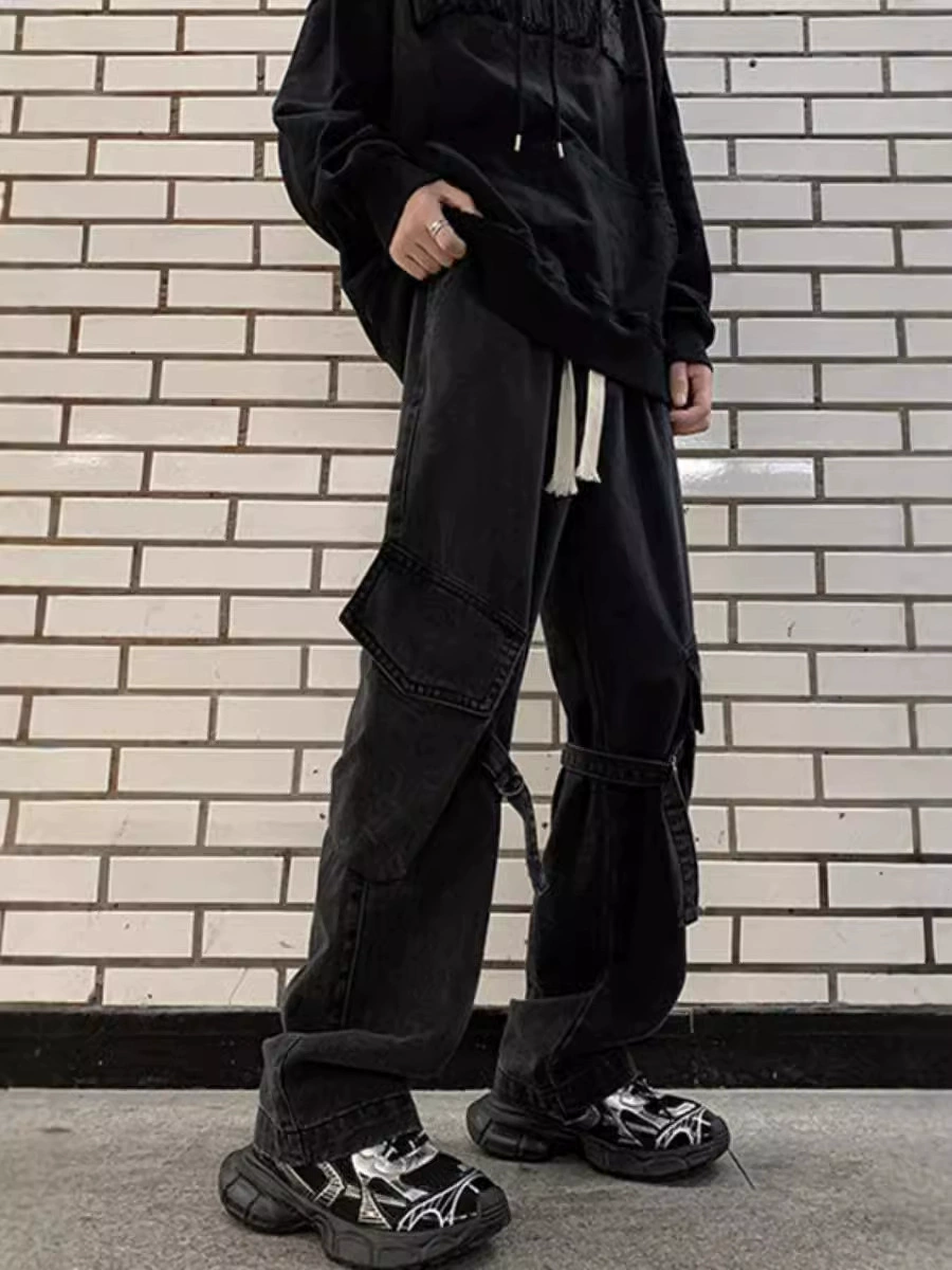Осень/лето тонкие джинсы для мужчин и женщин, casual trousers, американский стиль, свободный прямой крой