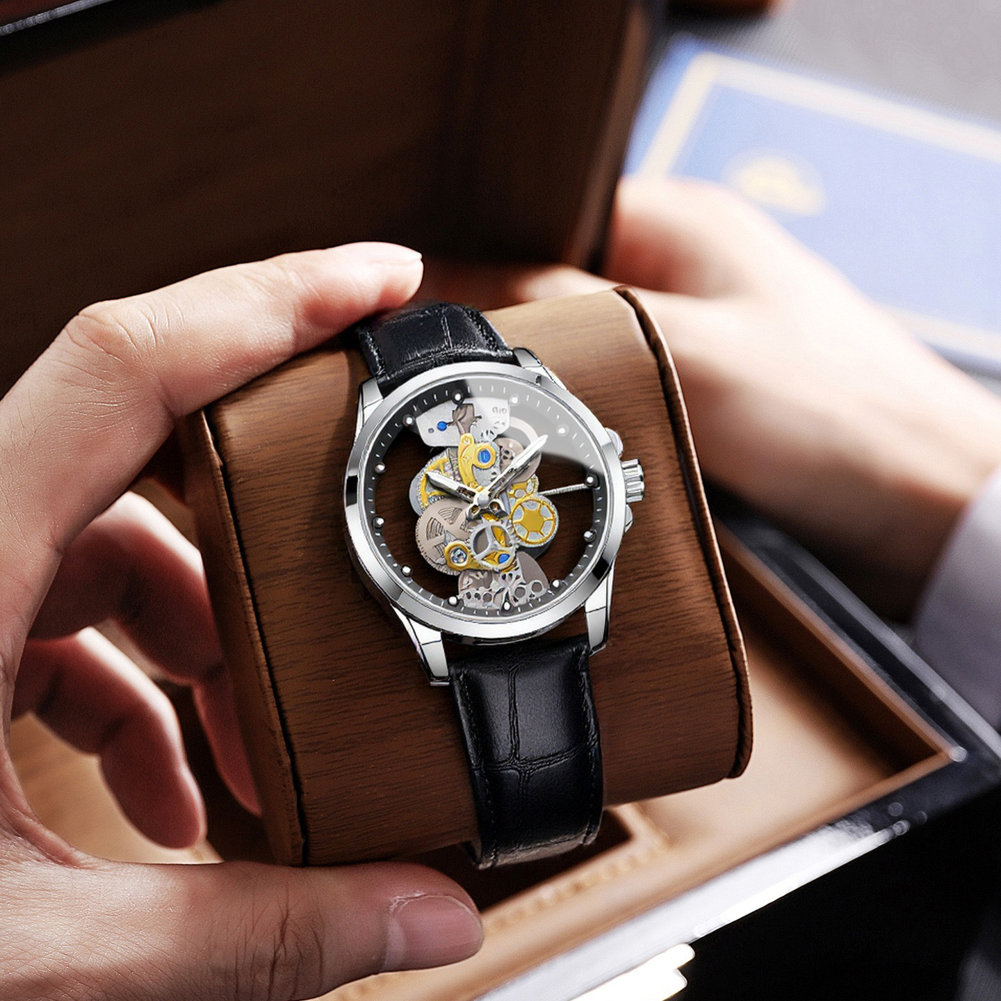 double-sided transparent waterproof men's watch