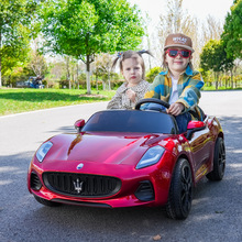 玛莎拉蒂儿童电动汽车双人座四轮遥控可坐人男女宝宝玩具跑车适用