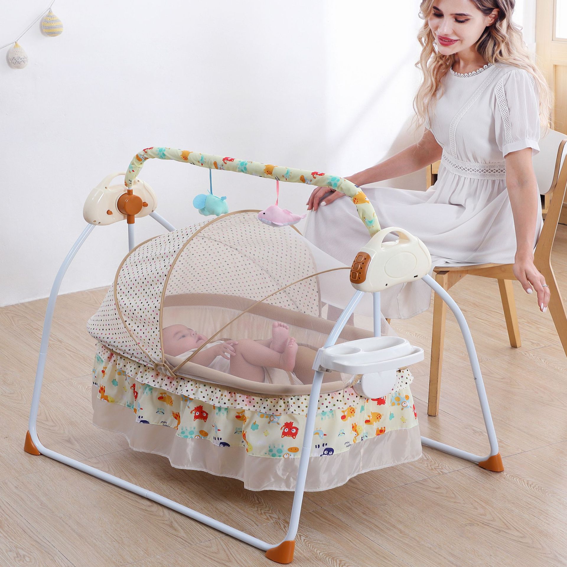[Source Factory] Baby Electric Rocking Cradle Rocking Chair Intelligent Music Flat Folding Sleep Cross-Border Foreign Trade