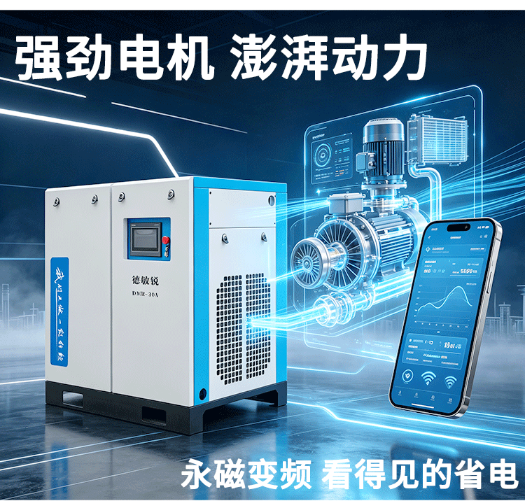 Permanent magnet variable frequency screw air compressor, energy-saving air compressor, industrial-grade air pump, complete set price, from Demin