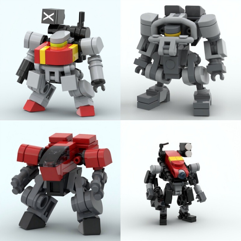 Moc Building Blocks Small Battle Armor Robot Exoskeleton Mecha Warrior Model Ornaments Assembly Toys Cross-Border Wholesale
