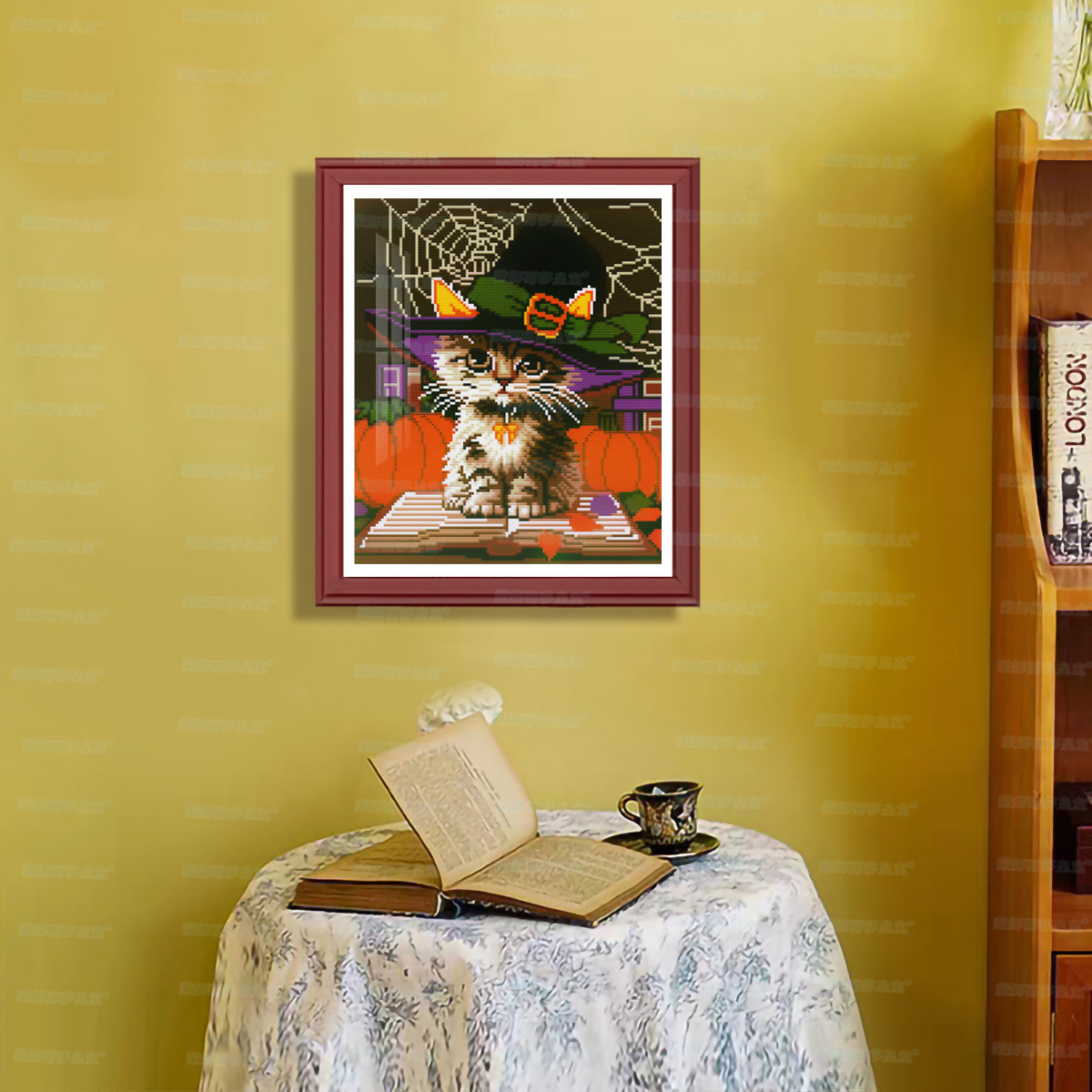 Mona Lisa real sombrero de bordado cruzado gato nuevo lindo gatito curar la decoración del vestíbulo de la sala de estar bordado a mano image 3