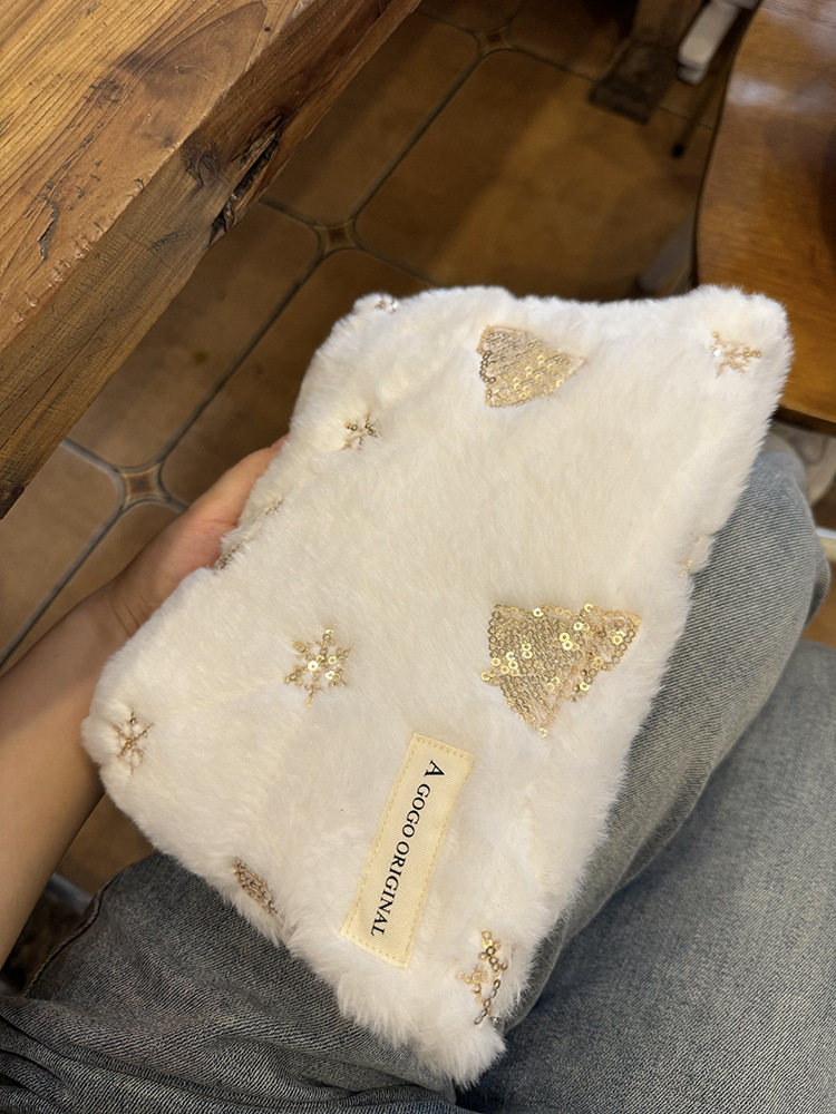 Cute Christmas Tree Solid Color Plush Square Makeup Bags display picture 11