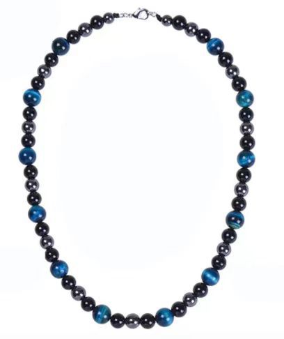 Collar de triple protección de piedra ojo de tigre, hematita y obsidiana, el más vendido de Amazon, collar retro para hombre image 10