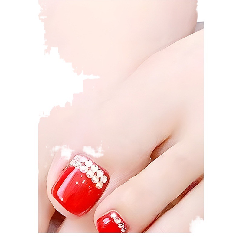 Piezas de uñas con diamantes de imitación rojos, piezas de uñas blanqueadoras para otoño e invierno, pegatinas de uñas postizas, productos de arte de uñas portátiles al por mayor.