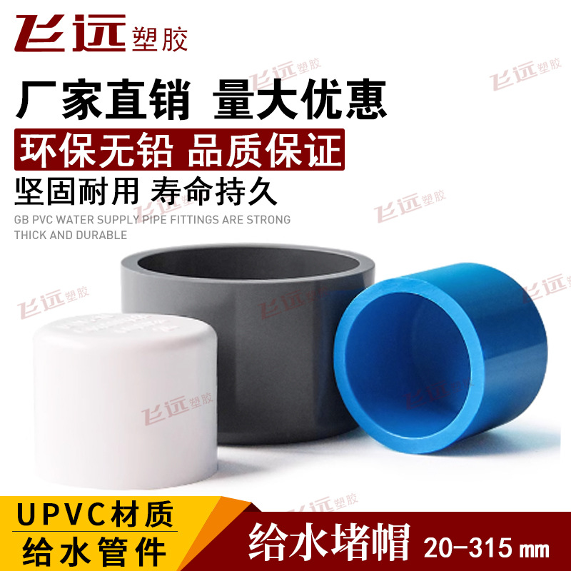 PVC堵帽20 25 32 40 50 63 75 90 110 160 200水管堵头闷头管堵