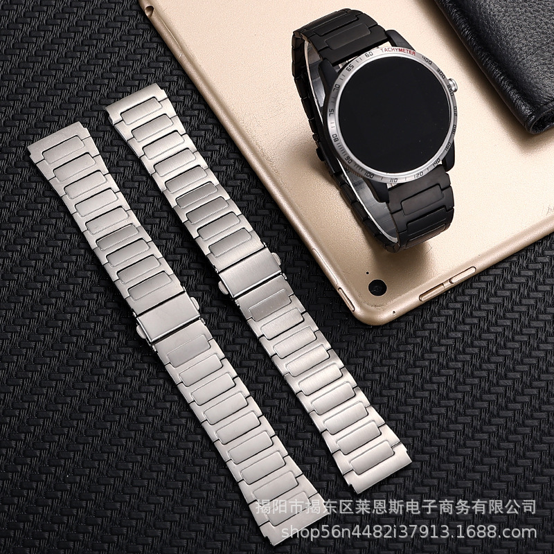 Suitable for Huawei Watch4/5/6Pro46Mm Three-Bead I-Shaped Titanium Metal Watch Strap Gt4 Pro Watch Samsung