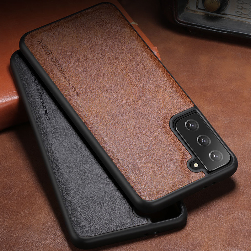 Applicable to Samsung S21 Mobile phone shell s21FE plain leather leather case S22 Ultra protective case S20 Crazy Horse pattern leather case