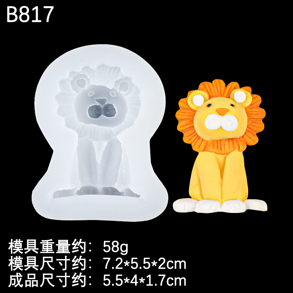 Cute Animal Theme Jirafa Fox Molde de silicona Diy Lion Chocolate Cake Adornos Molde de silicona