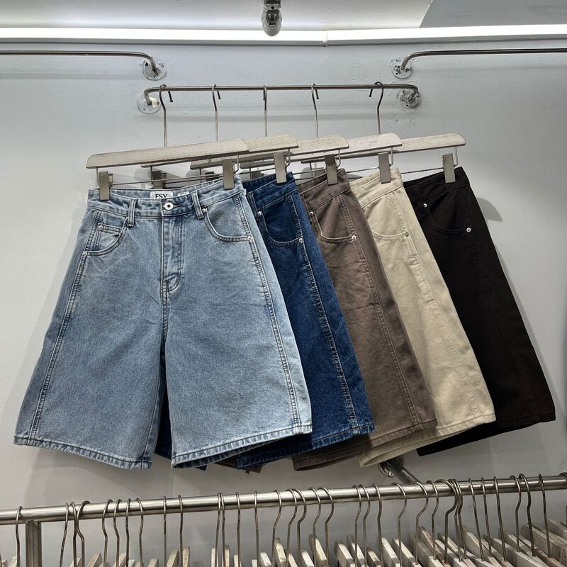Fsy Summer New Denim and Shorts for Women 2026 Celebrity Style High-Waisted A-Line Five-Point Denim Shorts