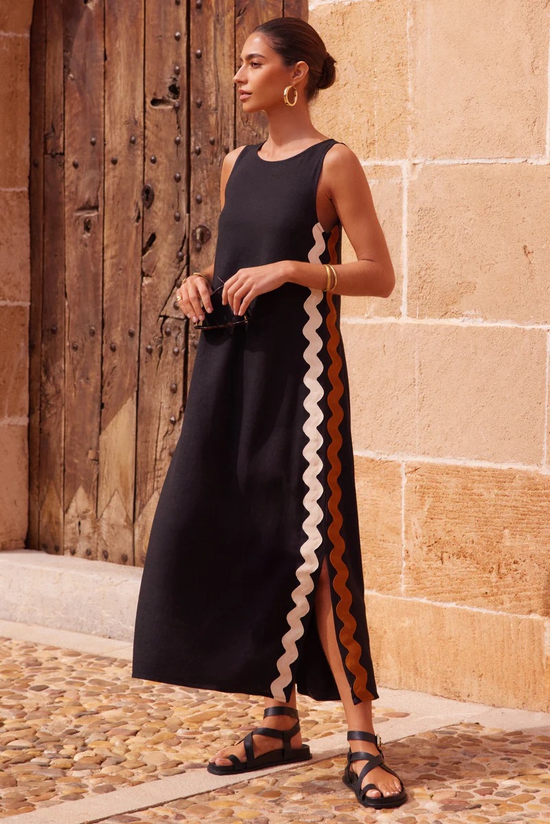 Round Neck Neckline Wholesale Women's Casual Solid Color Holiday Daily Round Neck Sleeveless Tank Dress