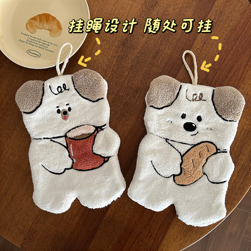 Cartoon Cute Puppy Hand Towel Hanging Hair-Free Home Goods Super Absorbent Children's Hand Towel