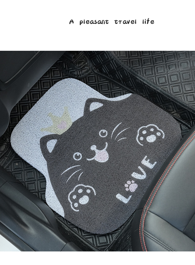 Big Face cat car foot mat cartoon non-slip wear-resistant car floor mat Universal single piece wire ring car foot mat
