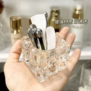 Mask spoon, cream spoon, glass mirror cabinet, desktop makeup, skin care, eye cream, stick, brush, storage box, glass storage box