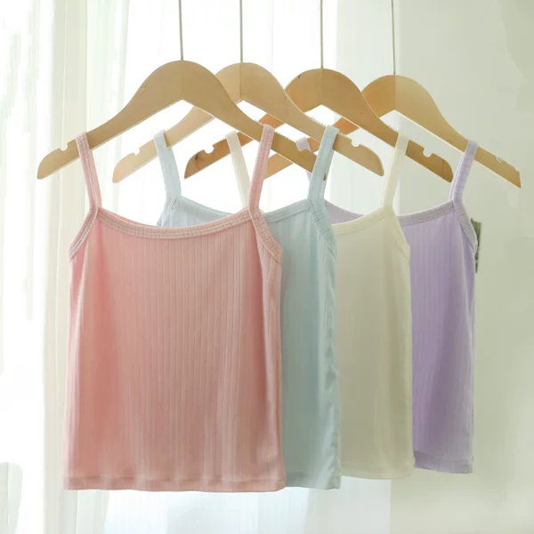 Children's Camisole Inner Wear Solid Color Bottoming Girls' Sleeveless Top Baby Female Summer Wear Outer Wear Cotton Small Camisole Back