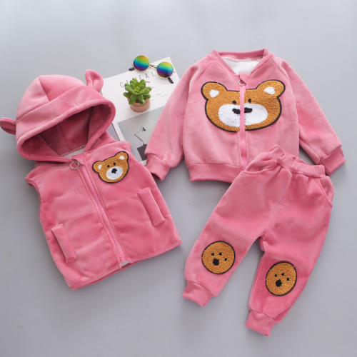 Children's clothing new autumn set for girls three-piece set children's autumn clothes autumn style boys set foreign trade distribution