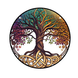 Life Tree round acrylic painted window decoration pendant wall decoration creative craft pendant home decoration hanging