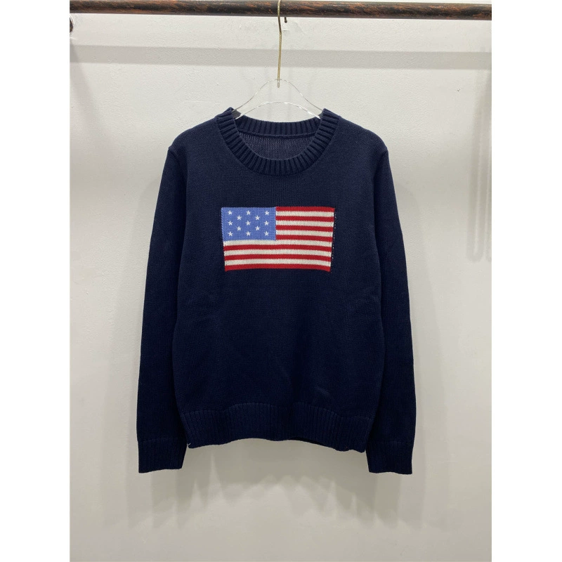 Демисезонный вязаный свитер USA, с вышивкой, корейский стиль, plus size