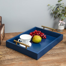 现货供应亚马逊木质托盘高级纯色材质金属扶手收纳创意摆件工艺品