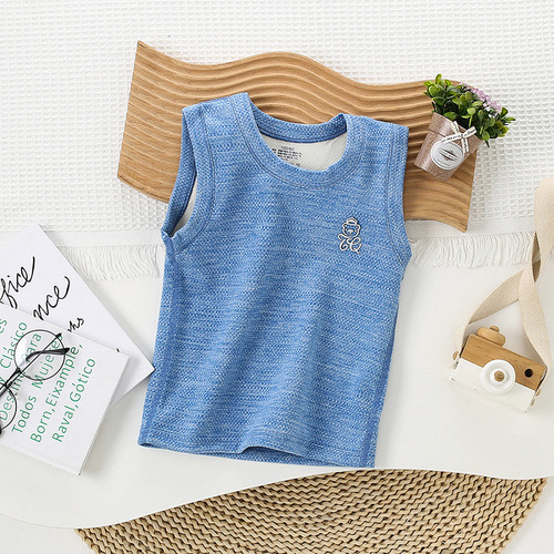 Baby's smooth-warm base vest for autumn and winter, boneless, unisex, small and medium children's cashmere and silk thin padded vest