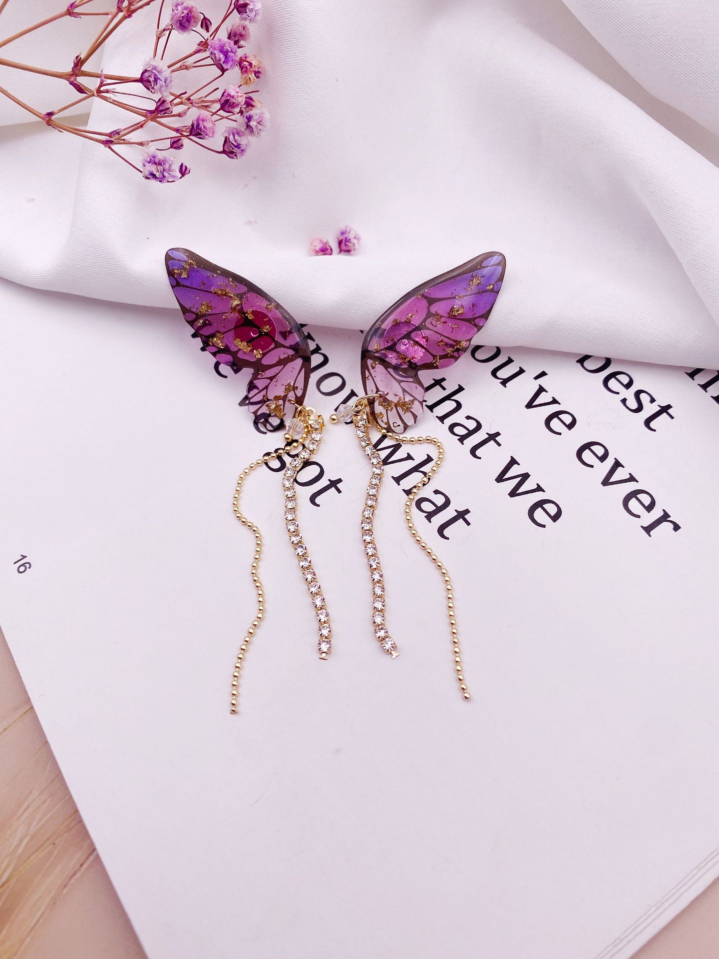 1 Par Estilo Simple Mariposa Epoxy Cadena Mujeres Pendientes De Gota display picture 4