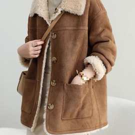 新品 时尚洋气加厚加绒外套女小个子2025冬季新款皮毛一体羊羔毛