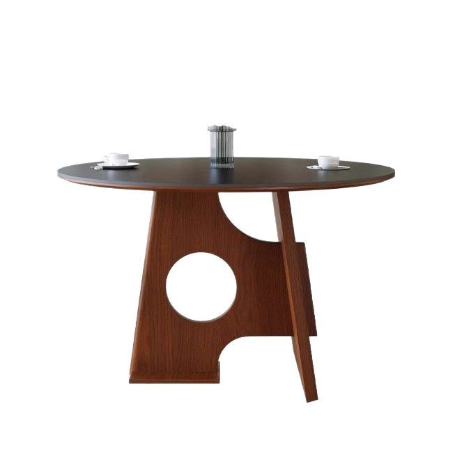 Comercio exterior estilo medieval mesa de comedor de madera maciza mesa redonda retro francesa mesa de comedor de tabla de roca de lujo ligero alta sensación de mesa de comedor pequeña image 6