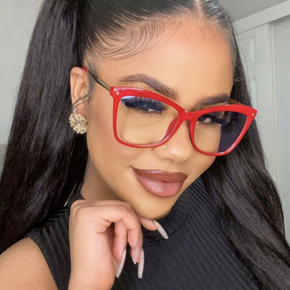 54g Weight Full Frame Glasses Structure Cross-border Cat Eye Mi Nail Glasses Frame New Anti-blue Light Fashion Plain Glasses Women's Ins Trendy Large Frame Glasses