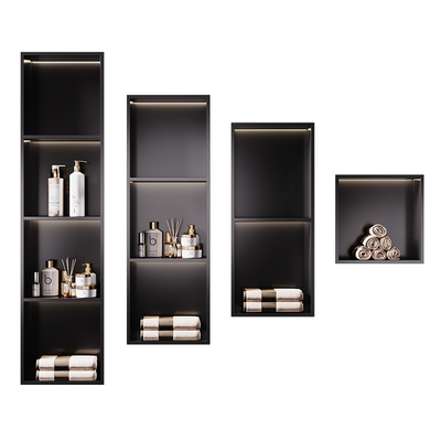 304不锈钢壁龛嵌入式收纳金属隔板电视壁柜壁笼卫生间浴室置物架