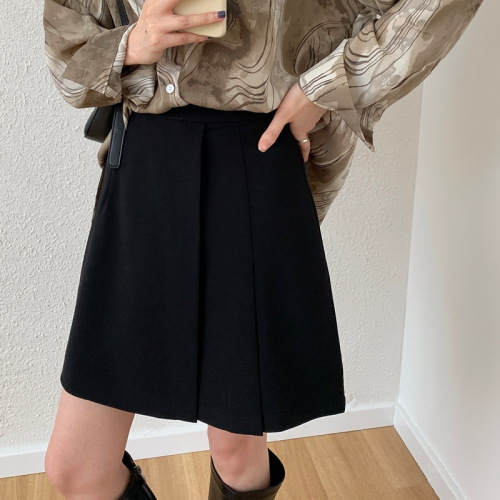 Black Pleated Skirt Women's Summer 2025 New High-Waist A-Line Skirt Petite Size Suit Bustier Short Skirt