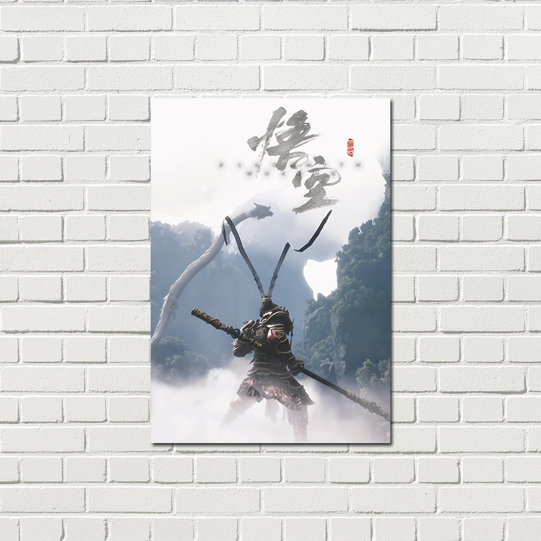 Black Lord Wukong Poster Set of 8 High-Quality Copperplate Paper Anime Peripheral Dormitory Wall Sticker Decor Background