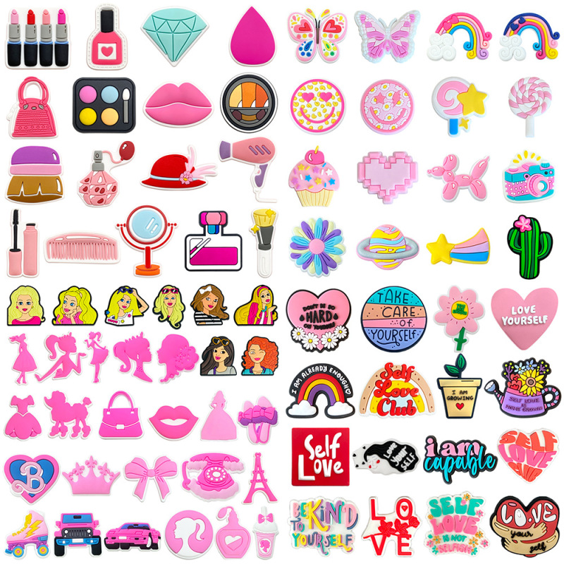 Pink Decorative Shoe Charms in a Fresh Style for Crocs, DIY Shoe Accessories, Women's Shoe Decorations