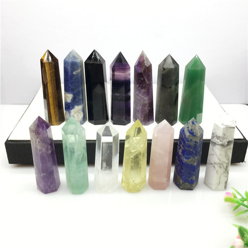 Natural crystal hexagonal prism single-pointed crystal column standard multi-material semi-precious crystal column ornaments wholesale