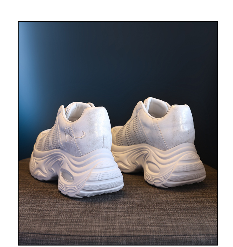 Giày sneaker chunky nữ đế dày tăng chiều cao mặt lưới thoáng khí — màu be chi tiết 20